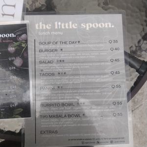 Menu at The Little Spoon in Panajachel