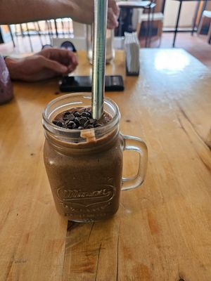 Choco loco smoothie with oat milk at The Little Spoon in Panajachel