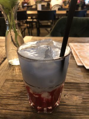 Iced raspberry spirulina matcha (6€)  at Heaven's Kitchen in Stuttgart