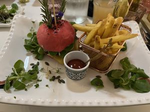 Pink burger   at Pink Lettuce in Chester