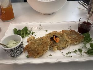 Potato pancakes   at Pink Lettuce in Chester