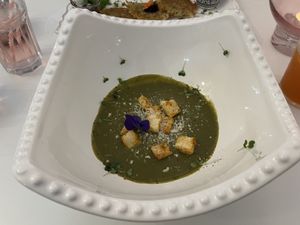Spinach soup   at Pink Lettuce in Chester