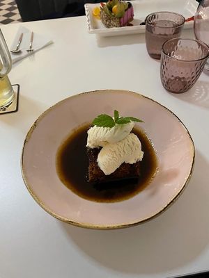 Sticky toffee pudding at Pink Lettuce in Chester