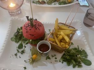 Pink lettuce burger   at Pink Lettuce in Chester