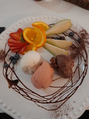 Ice cream and fruit at Pink Lettuce in Chester