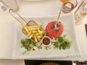 Pink bacon cheeseburger 🩷🥓🍔   at Pink Lettuce in Chester