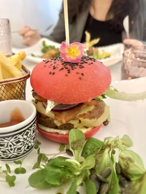 Pink bacon cheeseburger 🩷🥓🍔   at Pink Lettuce in Chester