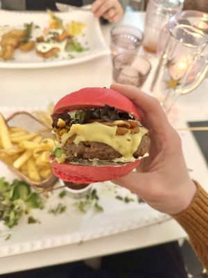 Pink bacon cheeseburger 🩷🥓🍔   at Pink Lettuce in Chester