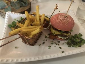 Pink Lettuce special burger  at Pink Lettuce in Chester