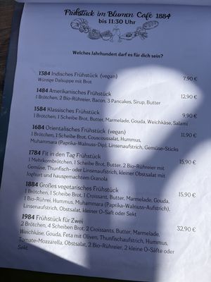 Menu  at Blumen Café 1884 in Schweich