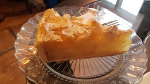 Slice of apple cake at Liberica Cafe in Prague