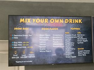 Menu  at Lootea in Prague