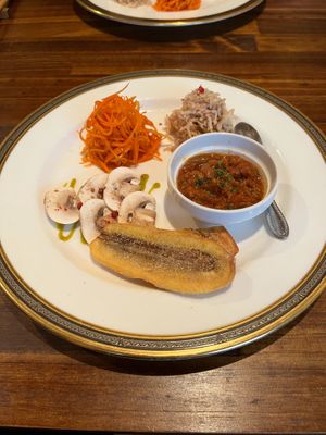 Appetizer. The banana fritt was so good. at Cafe Banmari in Mishima