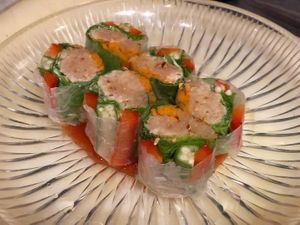soy meat rice paper roll at Cafe Banmari in Mishima