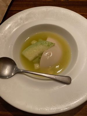 Desert was Mishima melon soup at Cafe Banmari in Mishima