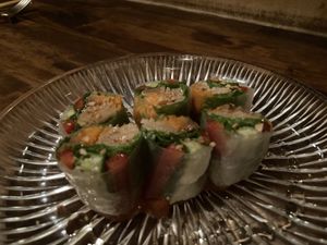 Vegan spring rolls   at Cafe Banmari in Mishima