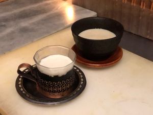 Vegan dessert. 
Soy milk ginger pudding & drip coffee jelly at Cafe Banmari in Mishima
