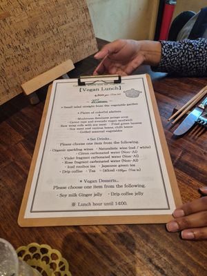 Vegan lunch menu at Cafe Banmari in Mishima