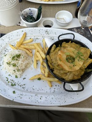 Soy protein with curry, pineapple and rice  at D3 Restaurante in Gran Canaria