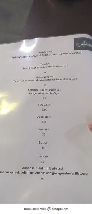 Karte Übersetzt mit Google Lens at Sal Grosso in Sao Miguel