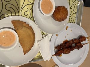 Vegan Beef Pastellio, Relleno de Papa, Pinchos  at Casa Borinqueña in San Francisco