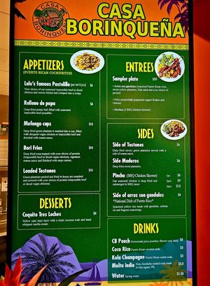 Menu at Casa Borinqueña in San Francisco