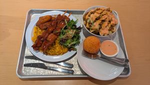 Sampler plate, fries and relleno de papa (plenty for two people) at Casa Borinqueña in San Francisco