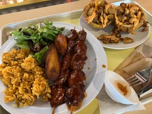 Pinchos sampler plate and mofongo cups at Casa Borinqueña in San Francisco