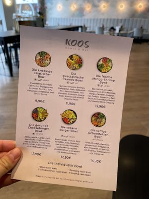 Menu   at KOOS Bowls & Bar in Munich