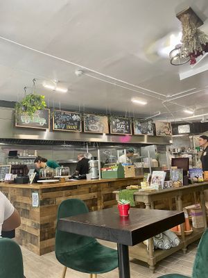 Register and kitchen at Barely Vegans in New Rochelle