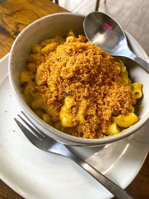 Mac n cheese at Barely Vegans in New Rochelle