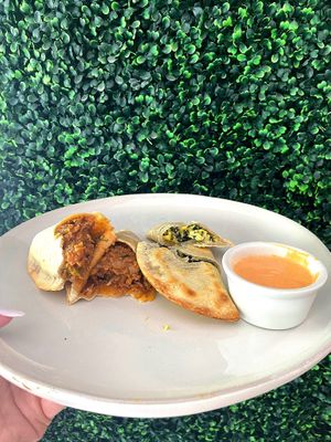 Empanadas - “Meat” & “cheese” and spinach & “cheese” at Barely Vegans in New Rochelle