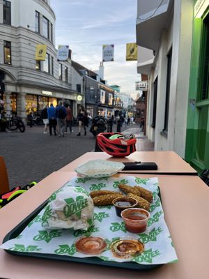 Lovely views and people watching from their outdoor seating   at Oowee Vegan in Brighton