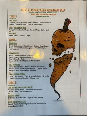 Vegan Restaurant Week Prix Fixe Menu  at Diego's in Providence