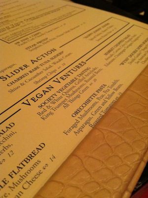 Veg part of the menu at Wynn Encore Hotel - Society Cafe in Las Vegas