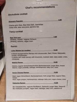 Menu - Chef's recommendations. at Shisomen in Berlin