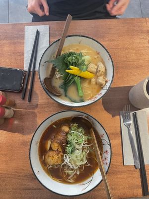 Top: miso ramen, bottom: vegan duck ramen  at Shisomen in Berlin