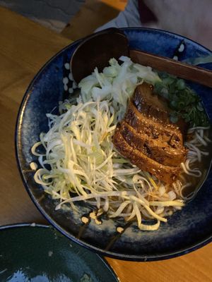 Noodles and vegan duck ramen  at Shisomen in Berlin