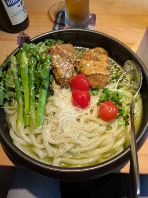 Asparagus ramen - very interesting! at Shisomen in Berlin