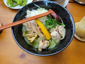 Green cheese ramen bowl at Shisomen in Berlin