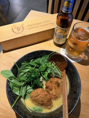 Sweet potato ramen in a creamy sauce, sorry forgot to snap a pic of the menu title  at Shisomen in Berlin