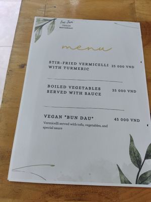 Menu at Quan Chay Buffet Lac Tam Vegan in Hue