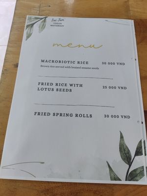 Menu at Quan Chay Buffet Lac Tam Vegan in Hue