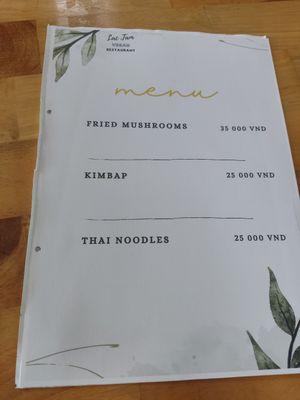 Menu at Quan Chay Buffet Lac Tam Vegan in Hue