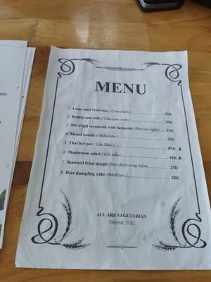 Menu at Quan Chay Buffet Lac Tam Vegan in Hue