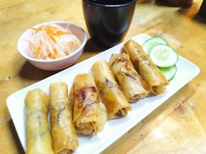 Deep Fried spring rolls at Quan Chay Buffet Lac Tam Vegan in Hue