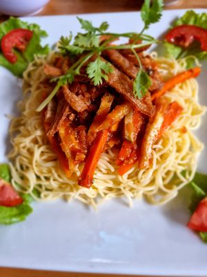 MY Y - Vegan Spaghetti at Quan Chay Buffet Lac Tam Vegan in Hue