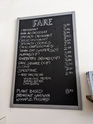 Menu at Ezra's Pound in Toronto