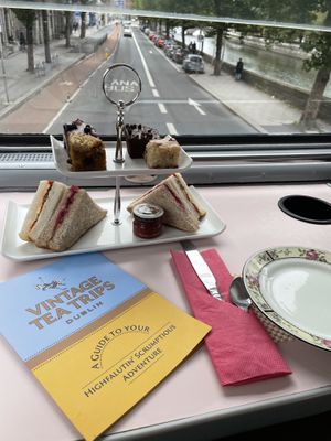 Vegan tea platter for one + scone that came later    at Vintage Tea Trips in Dublin