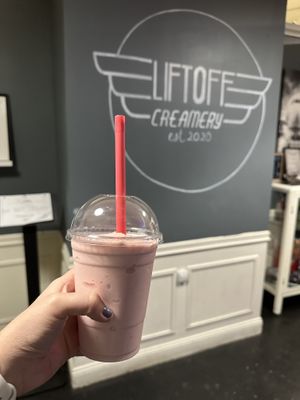 Strawberry milkshake   at LiftOff Creamery in Indianapolis